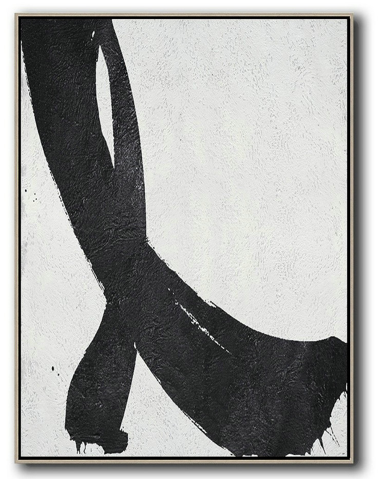 Original Art For Sale By Artist,Black And White Minimal Painting On Canvas - Hand Painted Abstract Art